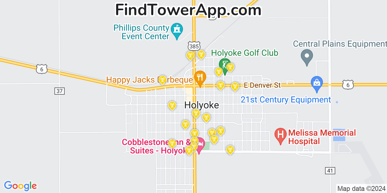 AT&T 4G/5G cell tower coverage map Holyoke, Colorado