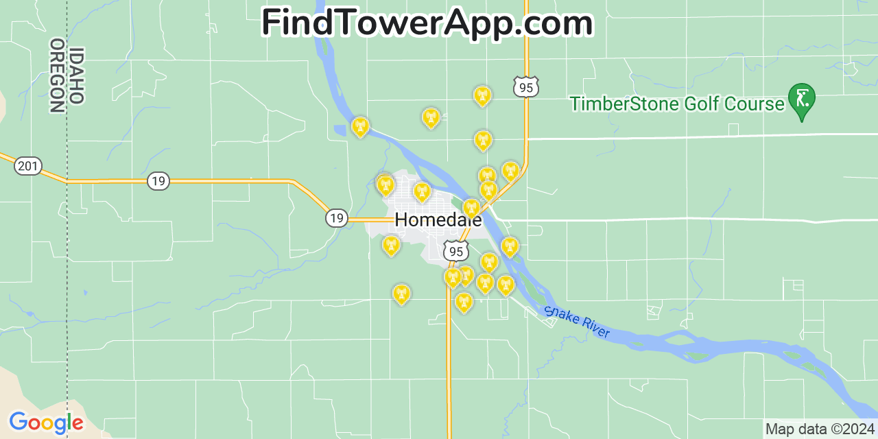 AT&T 4G/5G cell tower coverage map Homedale, Idaho