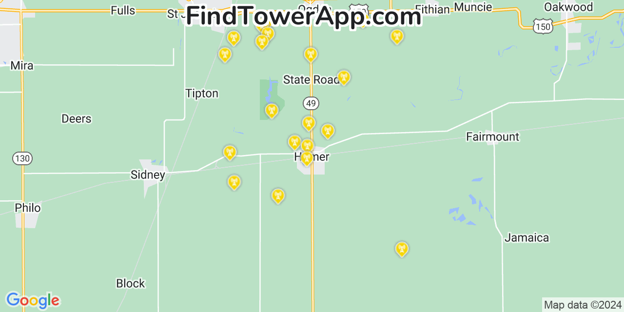 AT&T 4G/5G cell tower coverage map Homer, Illinois