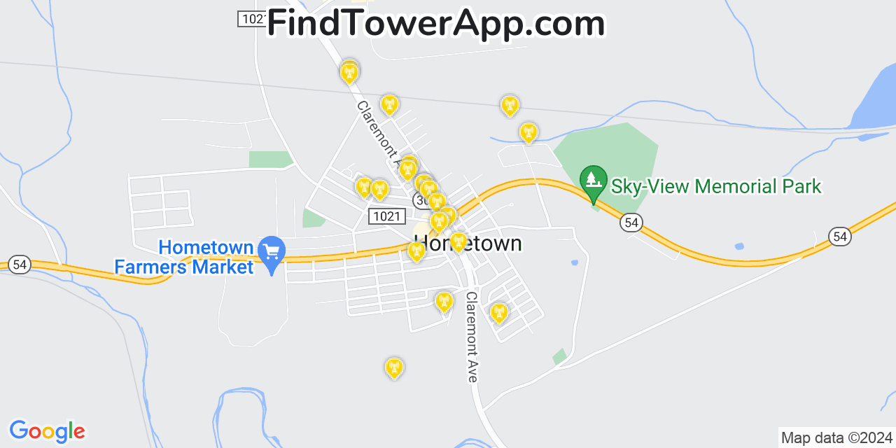 T-Mobile 4G/5G cell tower coverage map Hometown, Pennsylvania