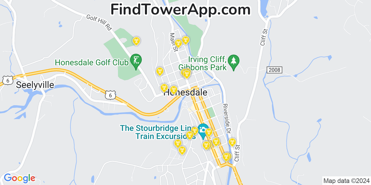 AT&T 4G/5G cell tower coverage map Honesdale, Pennsylvania