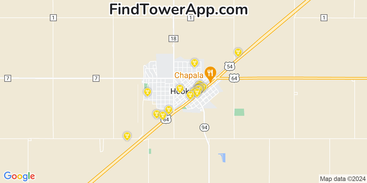AT&T 4G/5G cell tower coverage map Hooker, Oklahoma