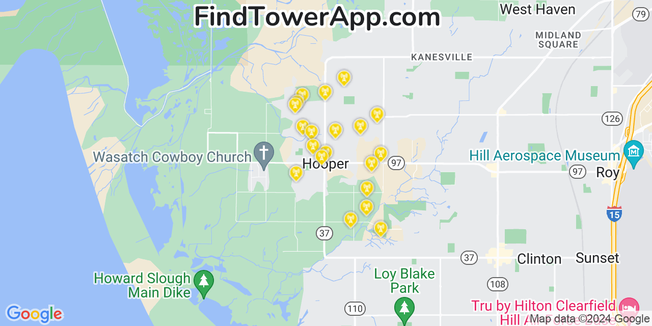 Verizon 4G/5G cell tower coverage map Hooper, Utah