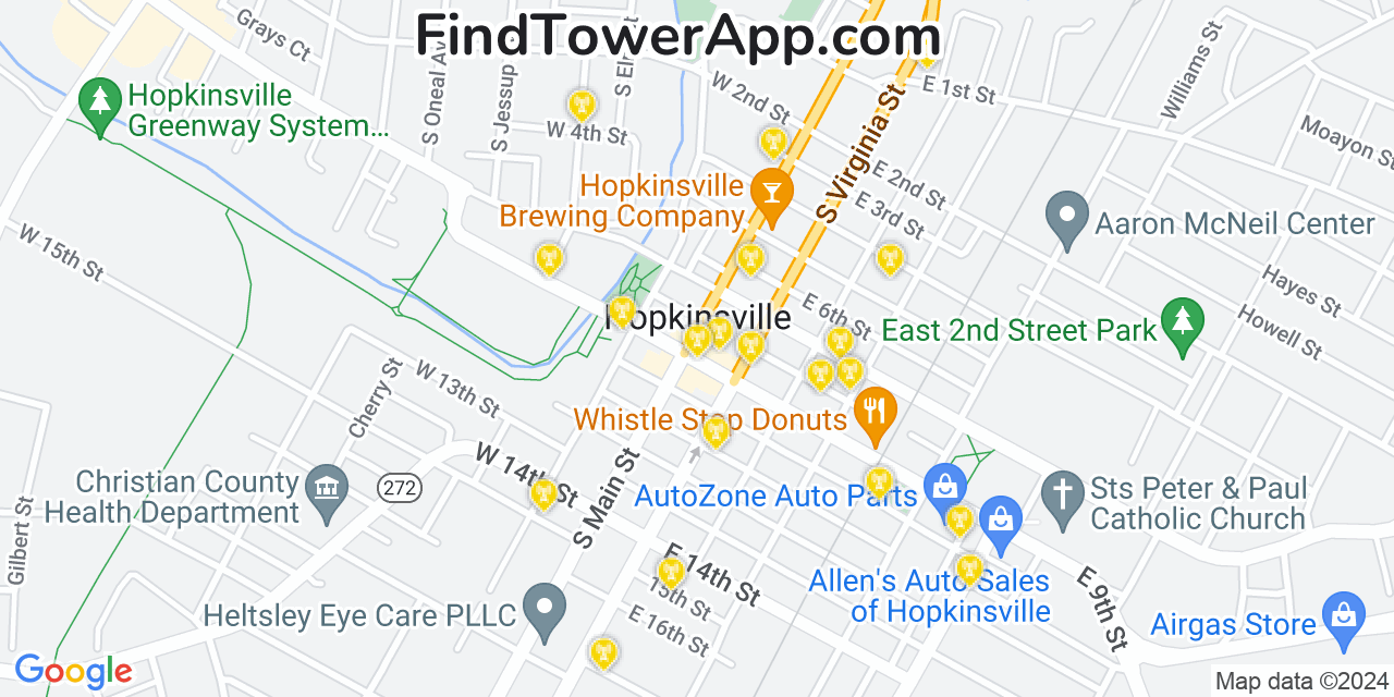 T-Mobile 4G/5G cell tower coverage map Hopkinsville, Kentucky