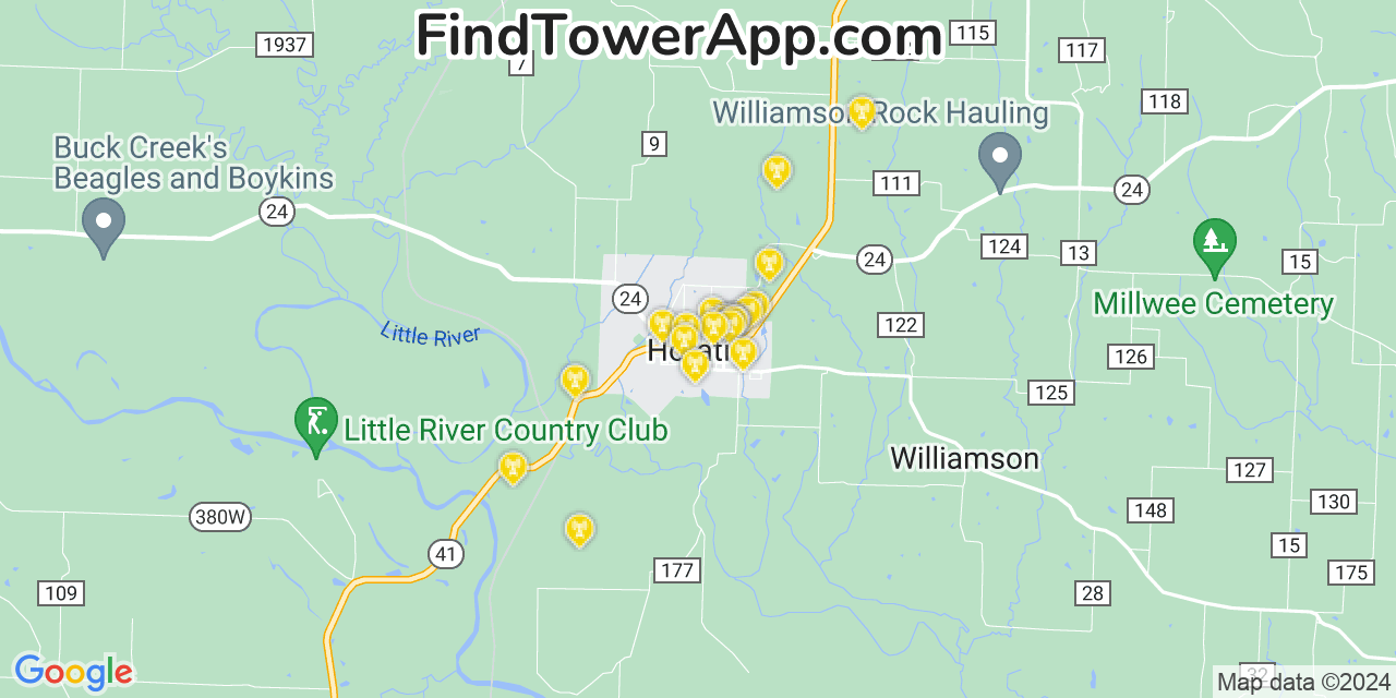 AT&T 4G/5G cell tower coverage map Horatio, Arkansas
