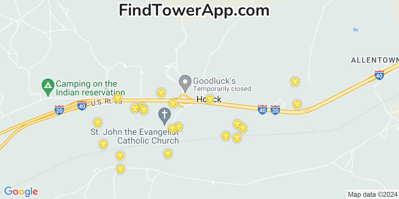 AT&T 4G/5G cell tower coverage map Houck, Arizona