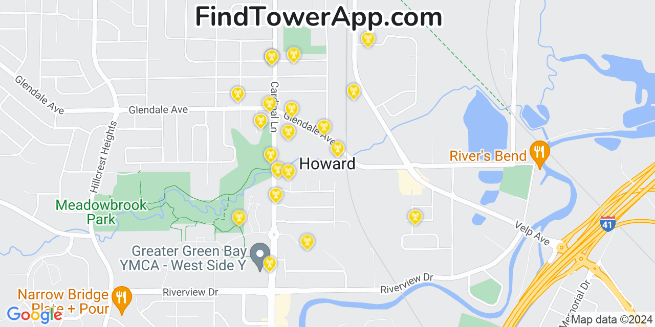 T-Mobile 4G/5G cell tower coverage map Howard, Wisconsin