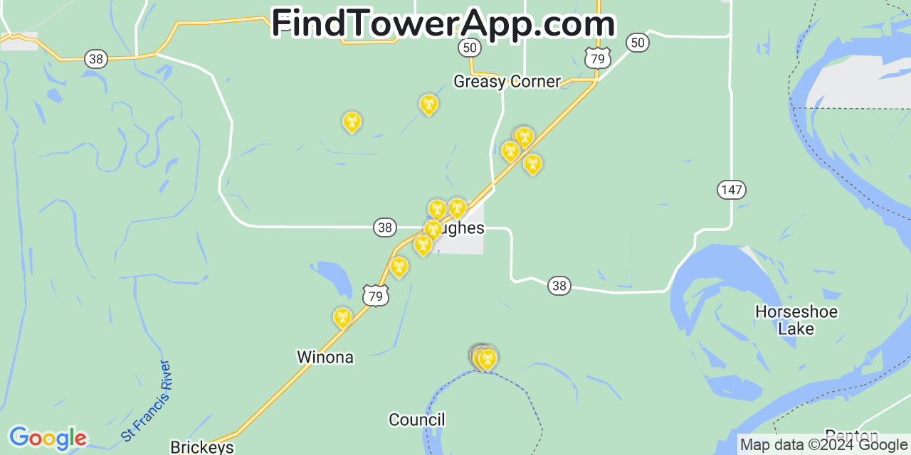 T-Mobile 4G/5G cell tower coverage map Hughes, Arkansas