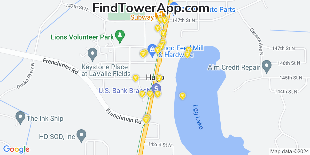 T-Mobile 4G/5G cell tower coverage map Hugo, Minnesota