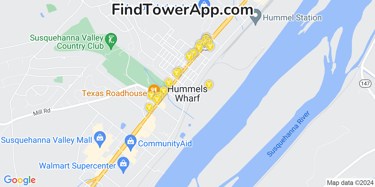 T-Mobile 4G/5G cell tower coverage map Hummels Wharf, Pennsylvania