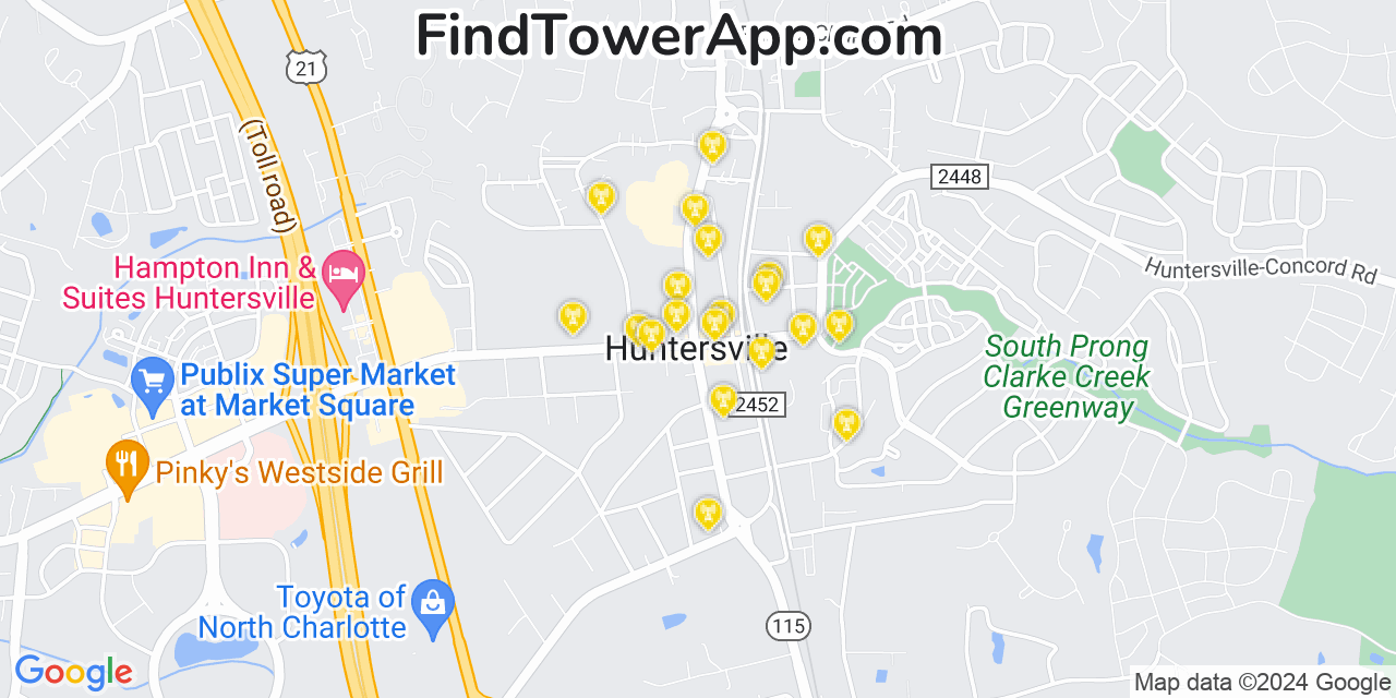 T-Mobile 4G/5G cell tower coverage map Huntersville, North Carolina