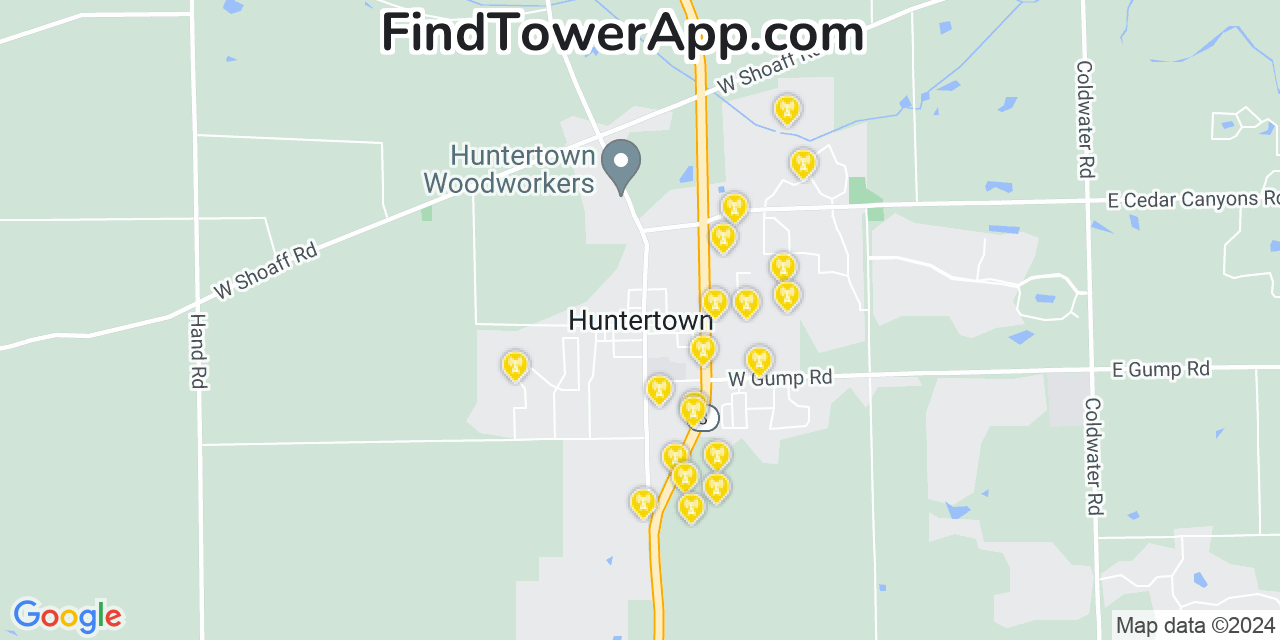 T-Mobile 4G/5G cell tower coverage map Huntertown, Indiana