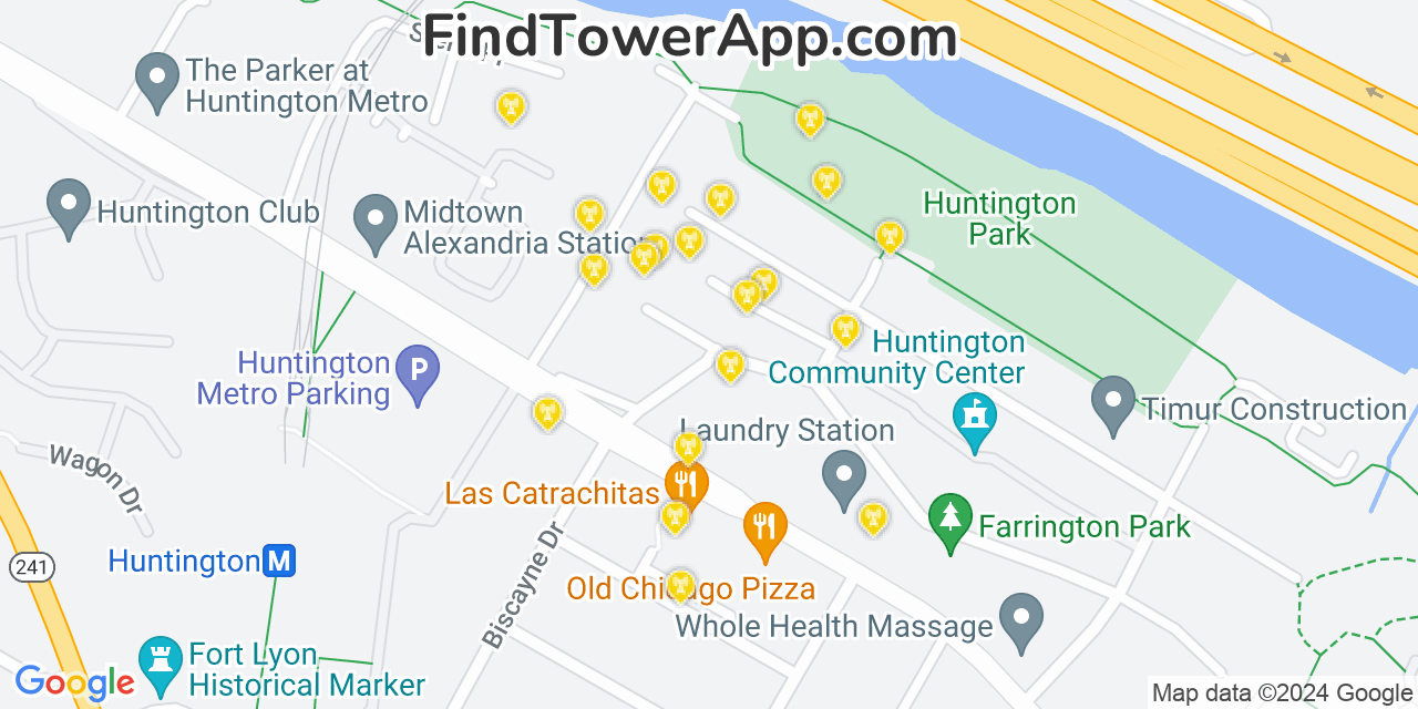 AT&T 4G/5G cell tower coverage map Huntington, Virginia
