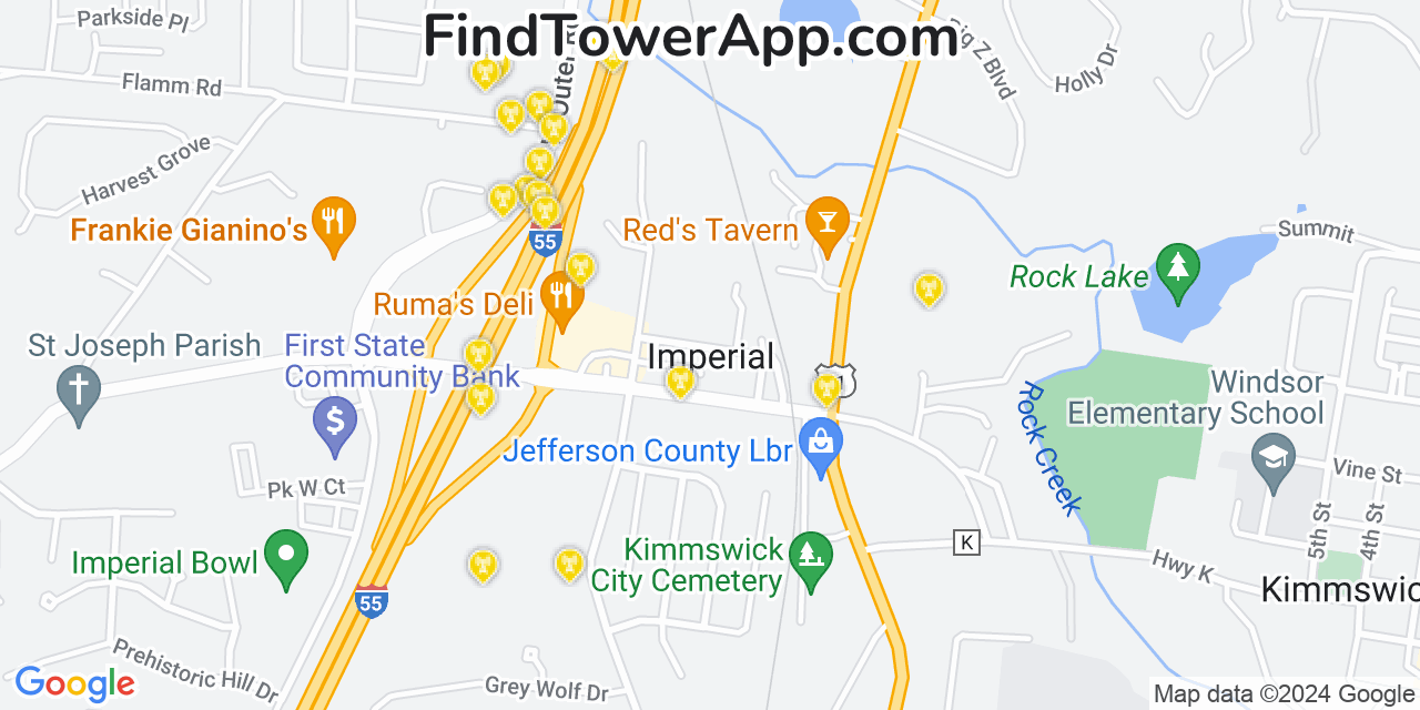 T-Mobile 4G/5G cell tower coverage map Imperial, Missouri