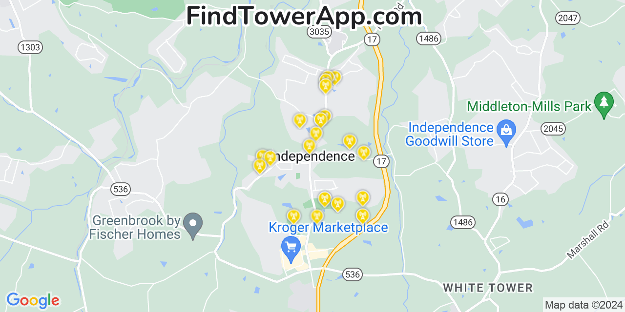AT&T 4G/5G cell tower coverage map Independence, Kentucky