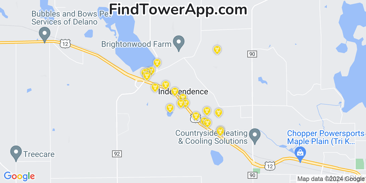 AT&T 4G/5G cell tower coverage map Independence, Minnesota