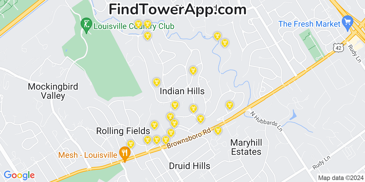 T-Mobile 4G/5G cell tower coverage map Indian Hills, Kentucky