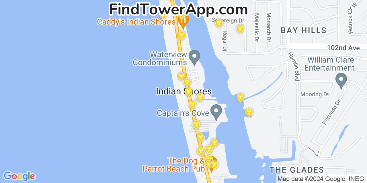 T-Mobile 4G/5G cell tower coverage map Indian Shores, Florida