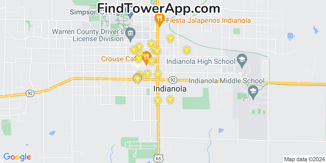AT&T 4G/5G cell tower coverage map Indianola, Iowa