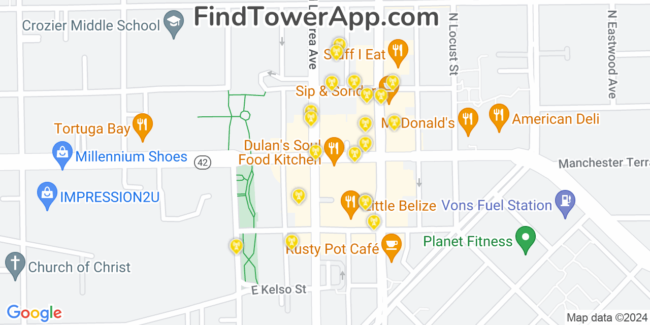 AT&T 4G/5G cell tower coverage map Inglewood, California