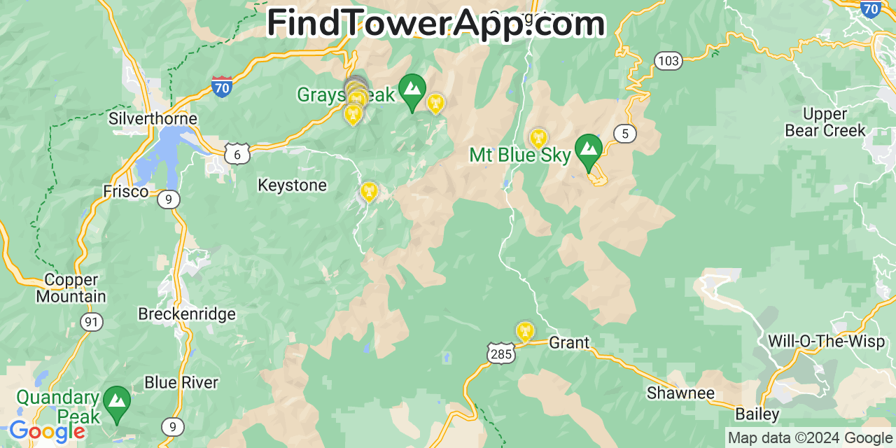 AT&T 4G/5G cell tower coverage map Inverness, Colorado