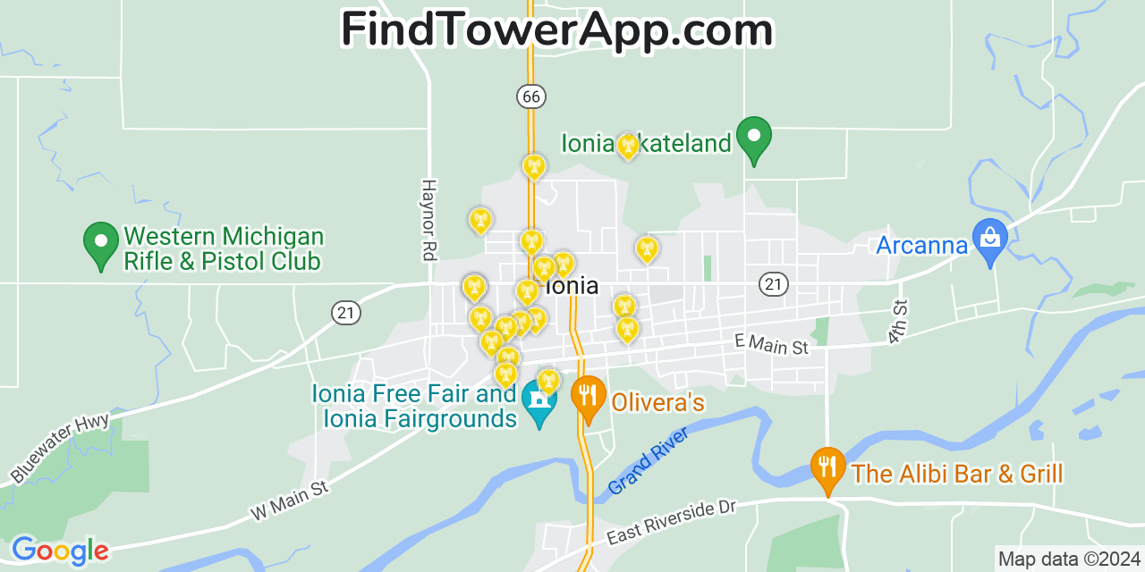 T-Mobile 4G/5G cell tower coverage map Ionia, Michigan