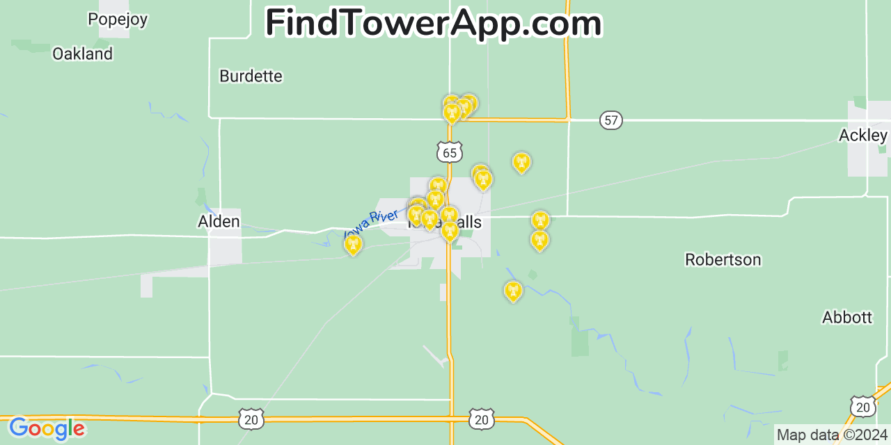 Verizon 4G/5G cell tower coverage map Iowa Falls, Iowa