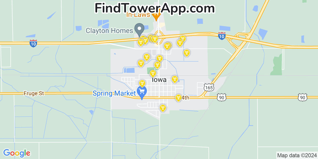 Verizon 4G/5G cell tower coverage map Iowa, Louisiana