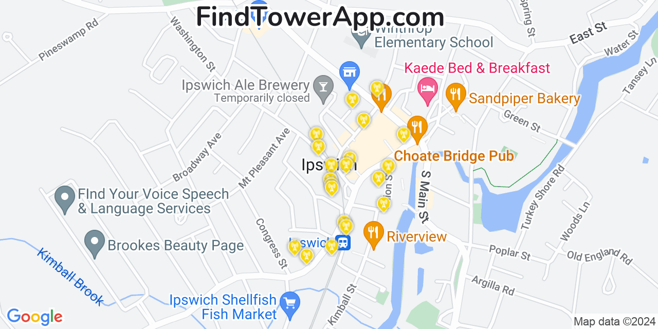 T-Mobile 4G/5G cell tower coverage map Ipswich, Massachusetts