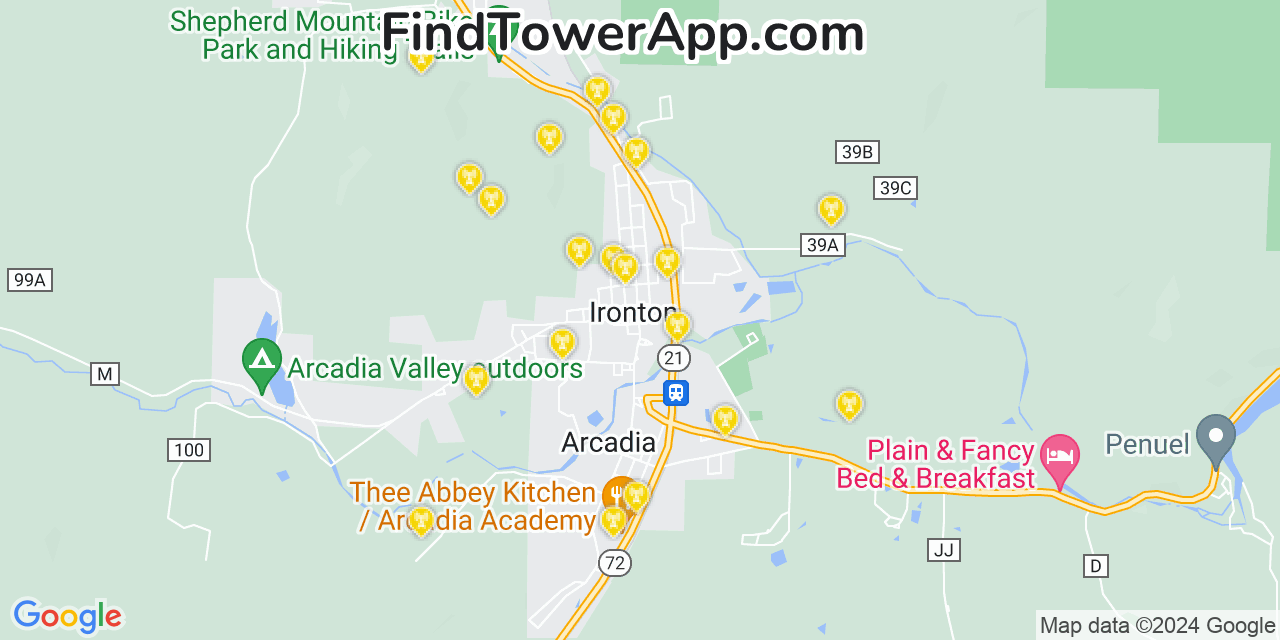 AT&T 4G/5G cell tower coverage map Ironton, Missouri