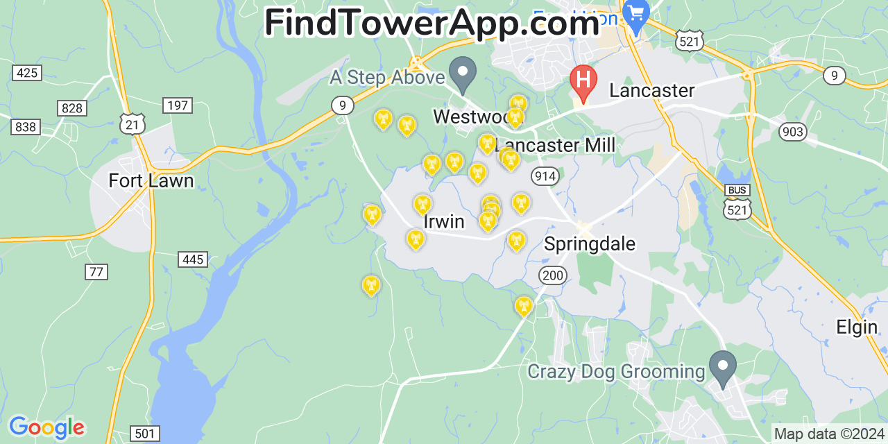 AT&T 4G/5G cell tower coverage map Irwin, South Carolina
