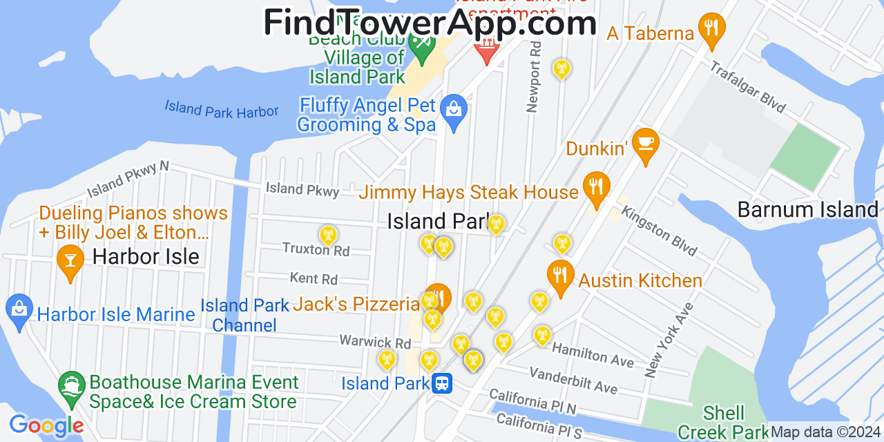 T-Mobile 4G/5G cell tower coverage map Island Park, New York