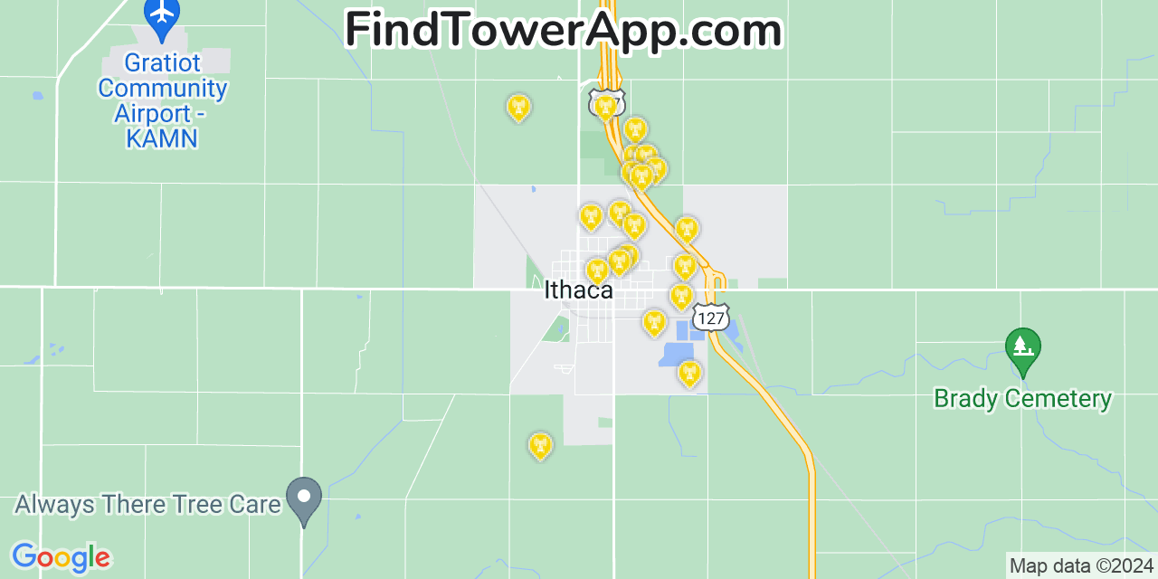 T-Mobile 4G/5G cell tower coverage map Ithaca, Michigan