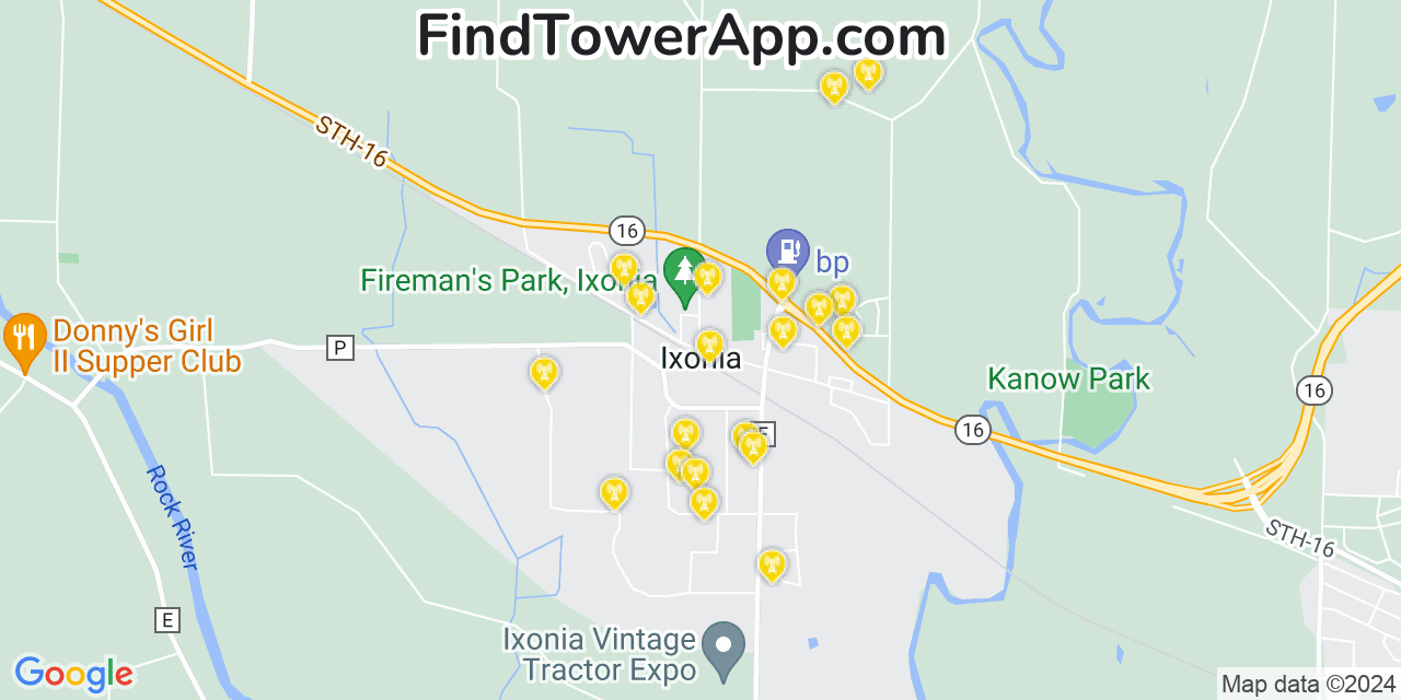 AT&T 4G/5G cell tower coverage map Ixonia, Wisconsin
