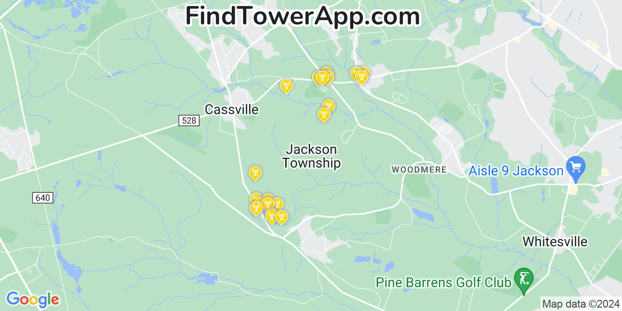 AT&T 4G/5G cell tower coverage map Jackson, New Jersey