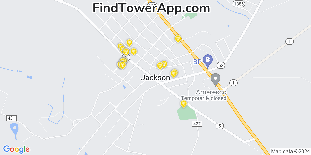 AT&T 4G/5G cell tower coverage map Jackson, South Carolina