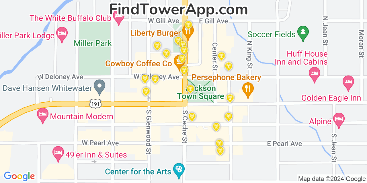 AT&T 4G/5G cell tower coverage map Jackson, Wyoming