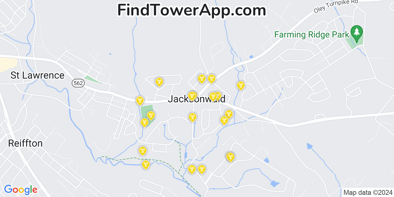 AT&T 4G/5G cell tower coverage map Jacksonwald, Pennsylvania