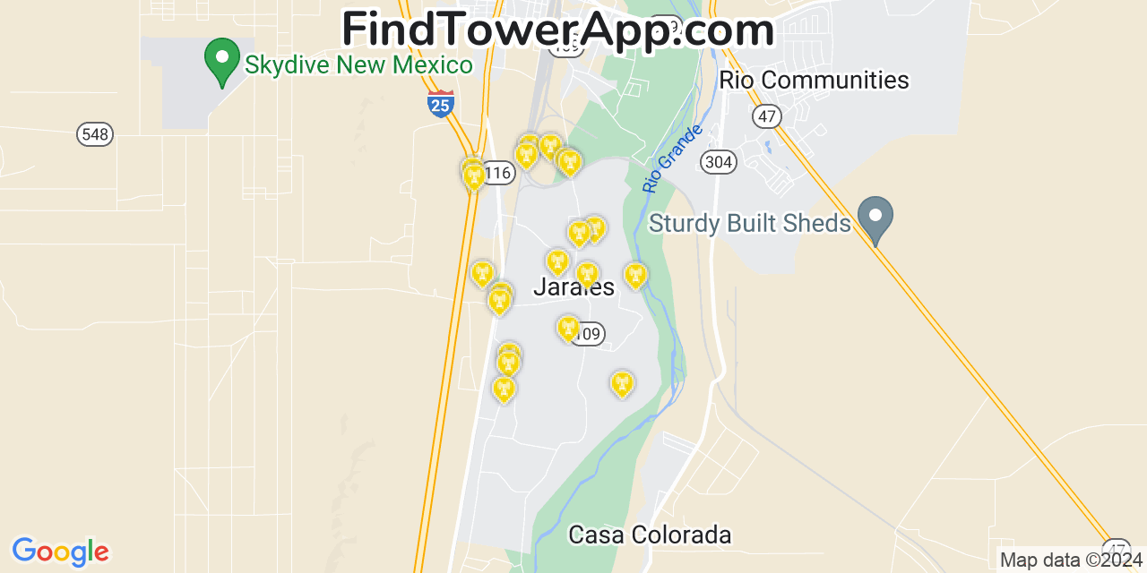 T-Mobile 4G/5G cell tower coverage map Jarales, New Mexico