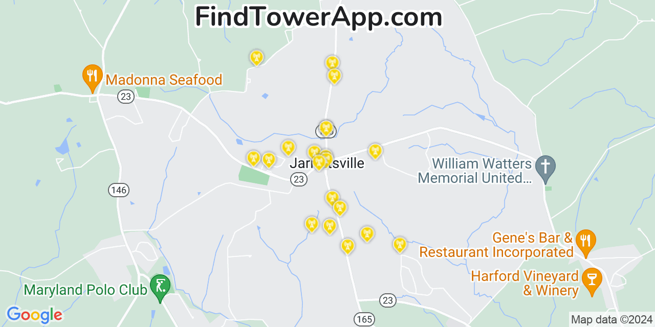 Verizon 4G/5G cell tower coverage map Jarrettsville, Maryland