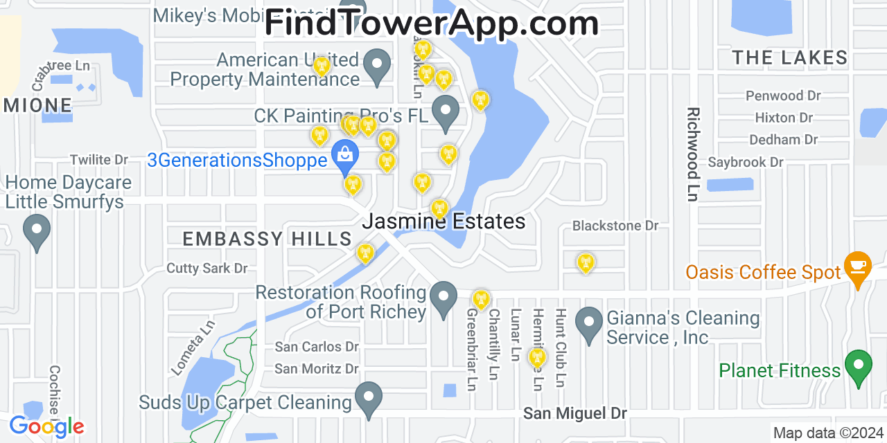 T-Mobile 4G/5G cell tower coverage map Jasmine Estates, Florida