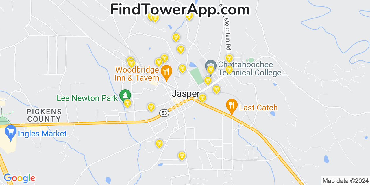 AT&T 4G/5G cell tower coverage map Jasper, Georgia