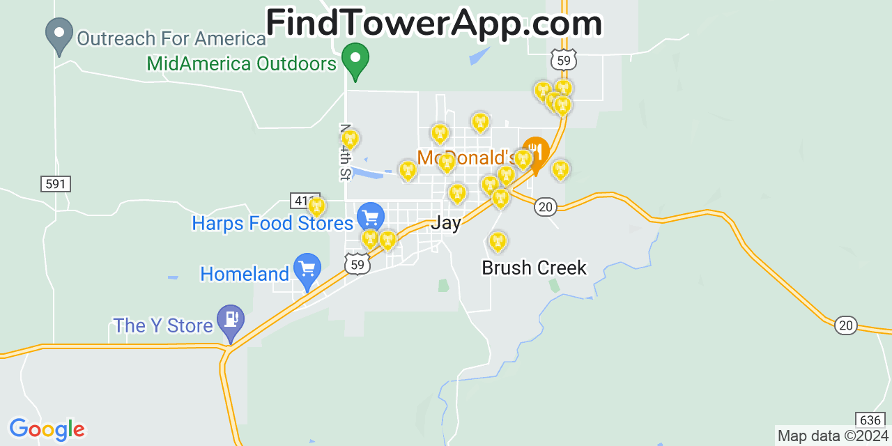 T-Mobile 4G/5G cell tower coverage map Jay, Oklahoma