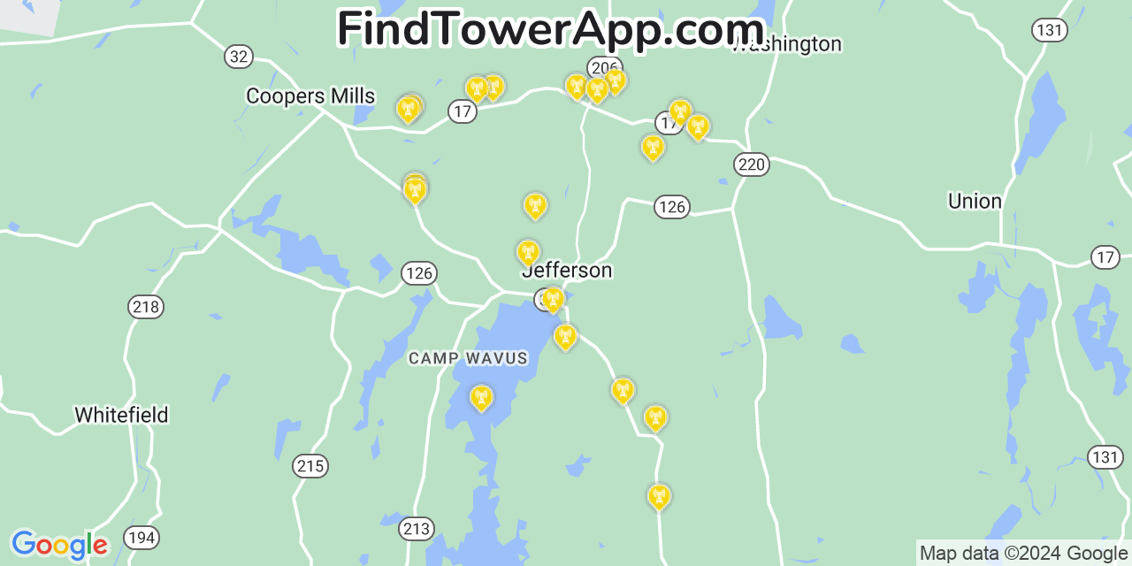 T-Mobile 4G/5G cell tower coverage map Jefferson, Maine
