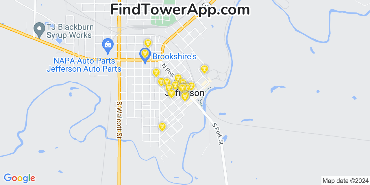 AT&T 4G/5G cell tower coverage map Jefferson, Texas