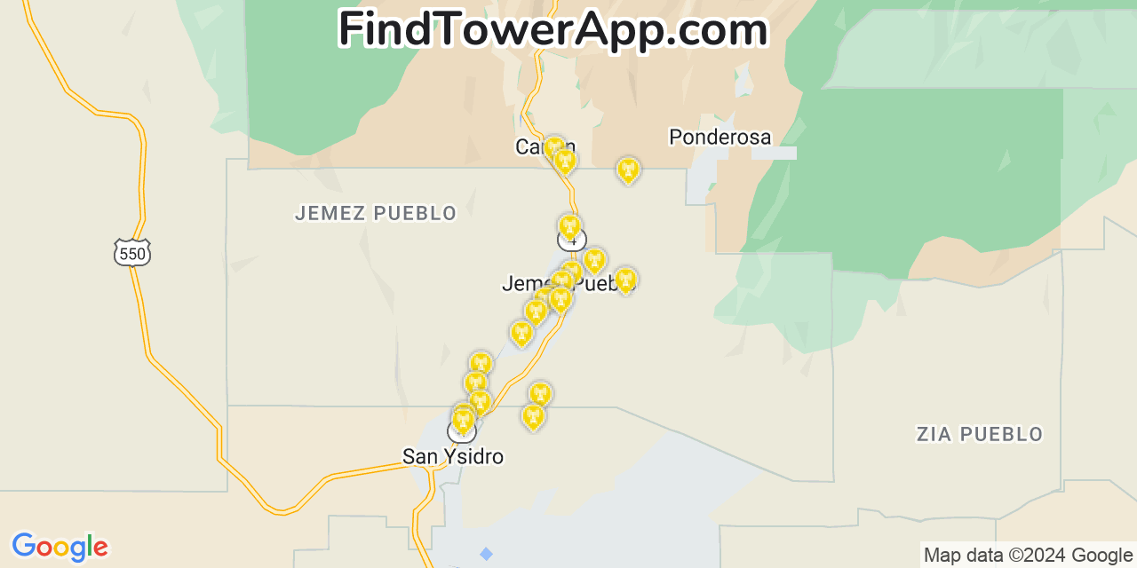 Verizon 4G/5G cell tower coverage map Jemez Pueblo, New Mexico