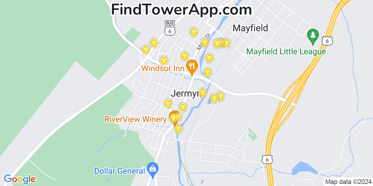 AT&T 4G/5G cell tower coverage map Jermyn, Pennsylvania