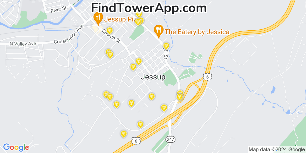 AT&T 4G/5G cell tower coverage map Jessup, Pennsylvania