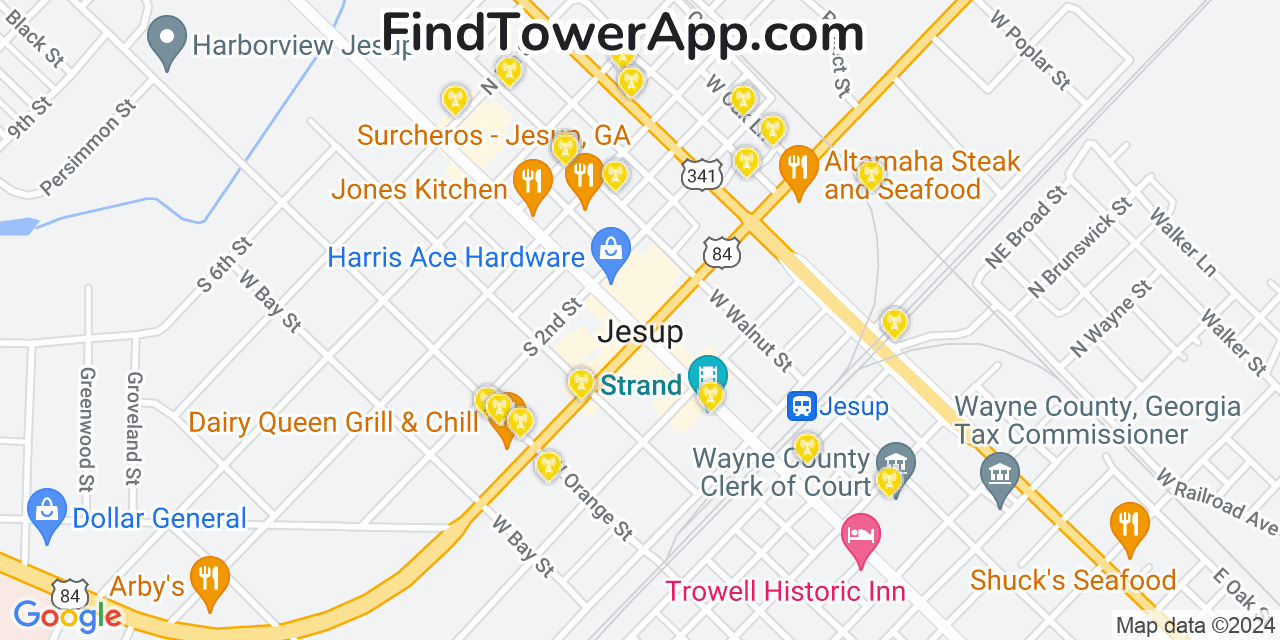 T-Mobile 4G/5G cell tower coverage map Jesup, Georgia