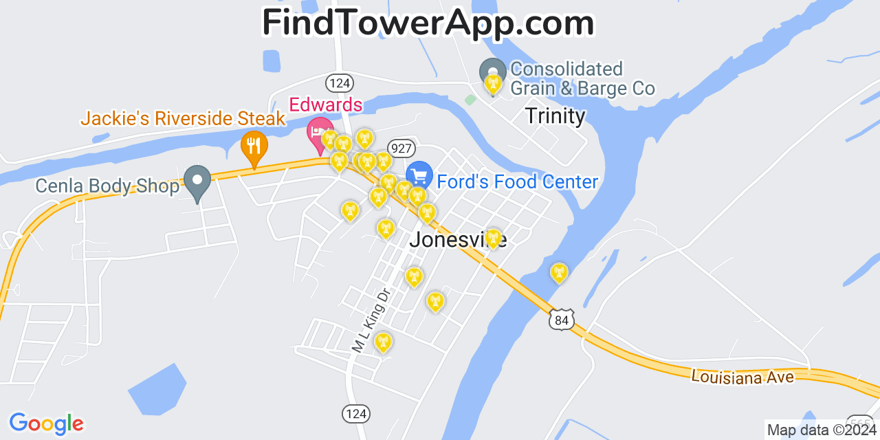 Verizon 4G/5G cell tower coverage map Jonesville, Louisiana